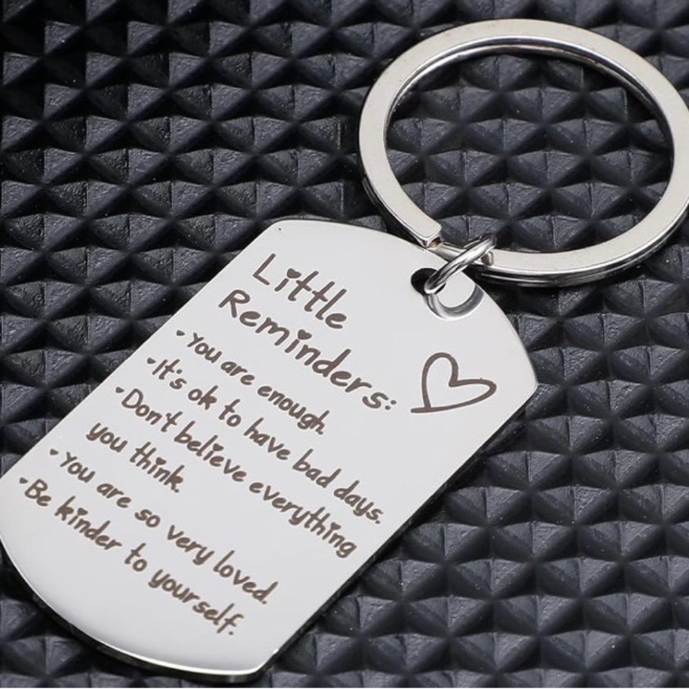 Inspirational Mental Health Awareness Polished Silver Dog Tag Key Chain Key Ring